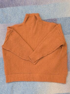 Aerie Ribbed Mock Neck Sweater in Rust